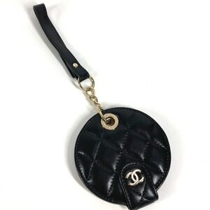 CHANEL Round Name Tag with Logo, CC, Coco Mark, Matelasse, Quilted Charm, Acc...